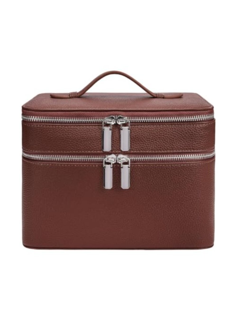 Leather Makeup Bag Large Duo Vanity Case Cosmetic Travel Organizer